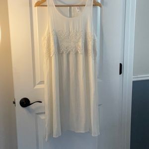 Cream Tank Dress with Crochet detail